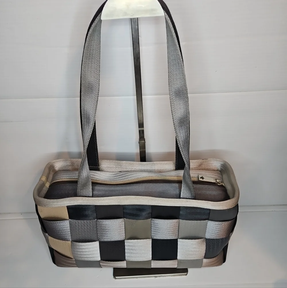 Harveys Original Seatbelt Shoulder Handbag Multi Gray Double Strap Medium USA